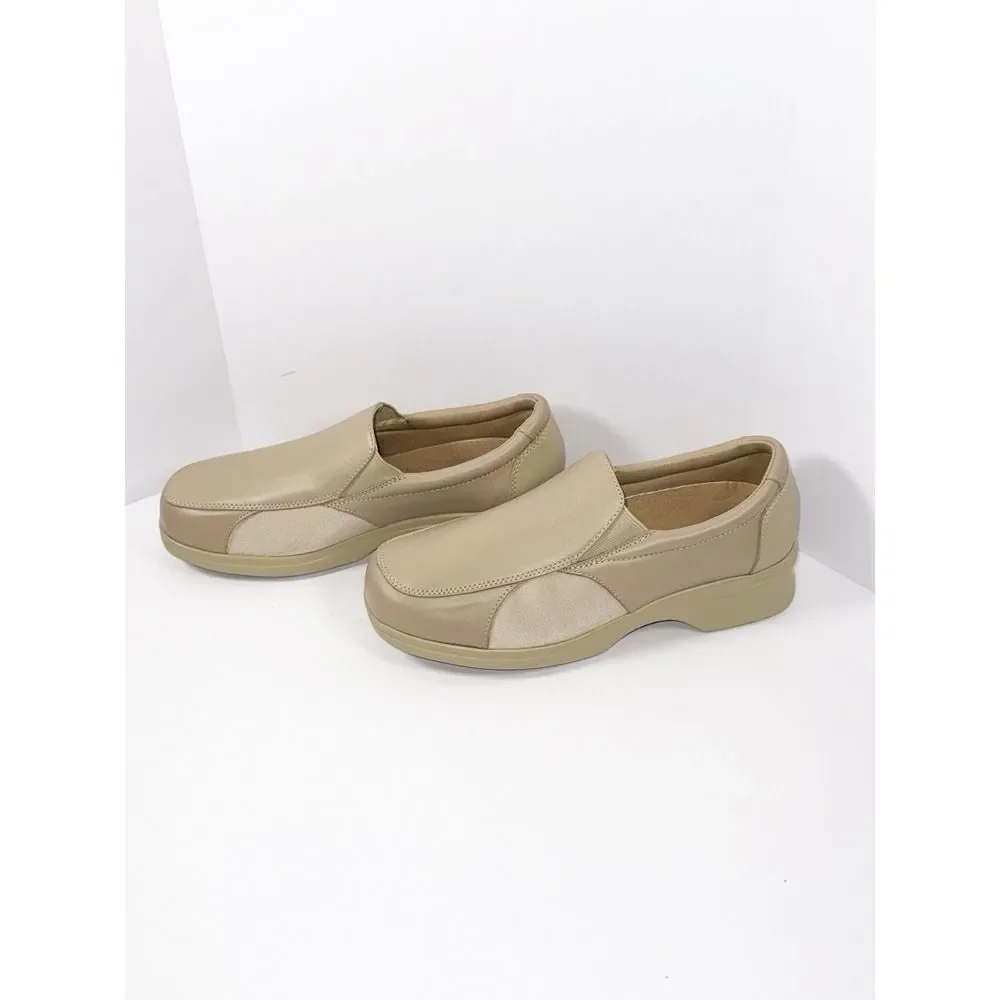 Pedors Shoes Slip On Comfort Walking 201 Beige Leather Orthopedic‎ Cushion 8.5